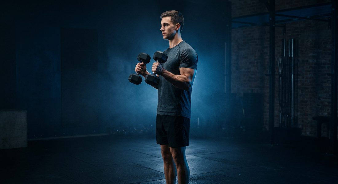 Athlete performing hammer curls