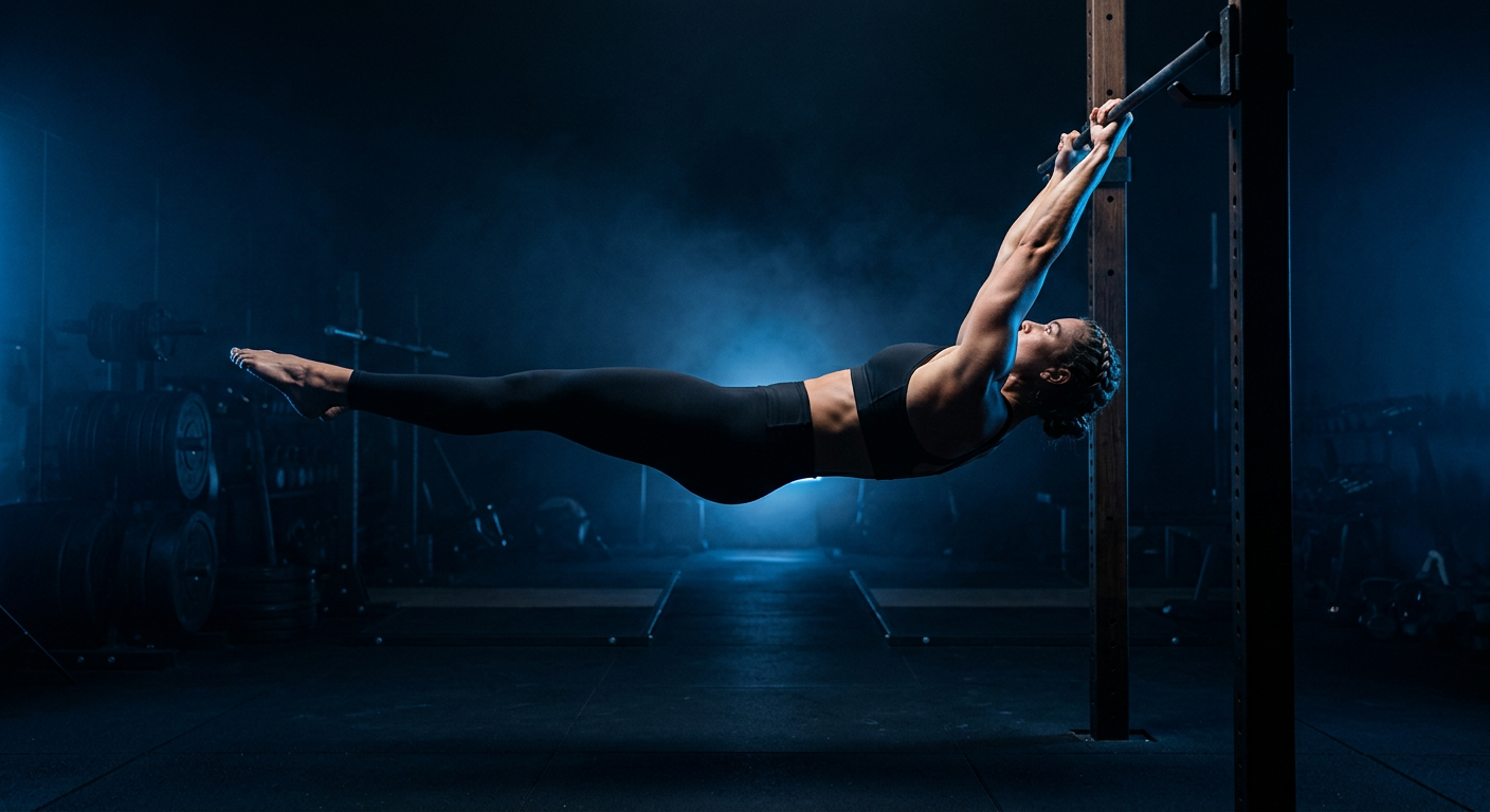 Athlete performing Straddle Back Lever