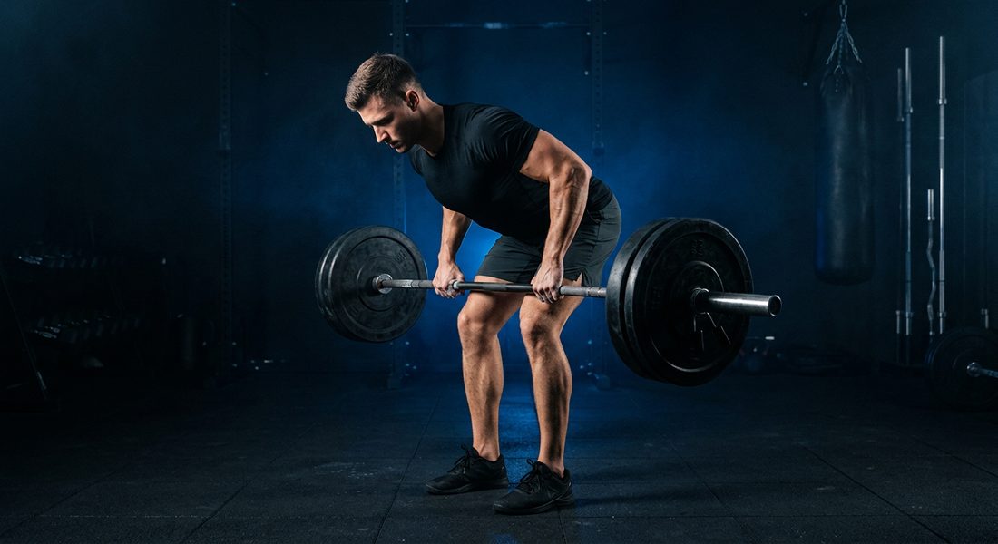 Athlete performing a bent-over row